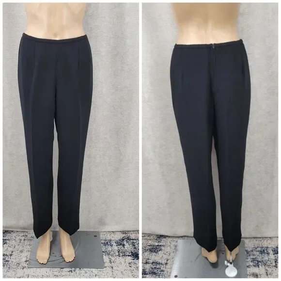 Jessica Howard Black Satin Trim Blazer Pantsuit 3 Piece Blousr Pants Jacket - Picture 12 of 16